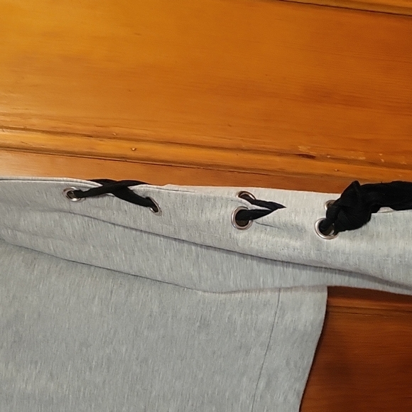 Mikey + Joey Gray Sweater With Laced Up Sleeves - Picture 2 of 4